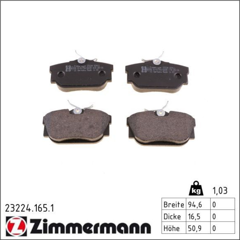 Bremsbelagsatz, Scheibenbremse 23224.165.1 Bremsbelagsatz, Scheibenbremse 23224.165.1