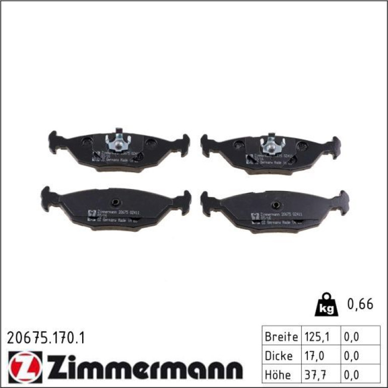 Bremsbelagsatz, Scheibenbremse 20675.170.1 Bremsbelagsatz, Scheibenbremse 20675.170.1