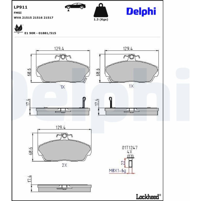 Bremsbelagsatz, Scheibenbremse LP911 Bremsbelagsatz, Scheibenbremse LP911
