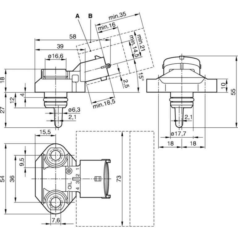 Sensor, Öltemperatur 0 281 006 282 Sensor, Öltemperatur 0 281 006 282