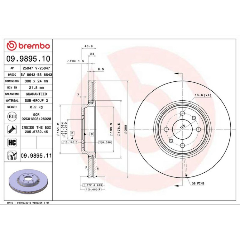 Bremsscheibe 09.9895.11 Bremsscheibe 09.9895.11
