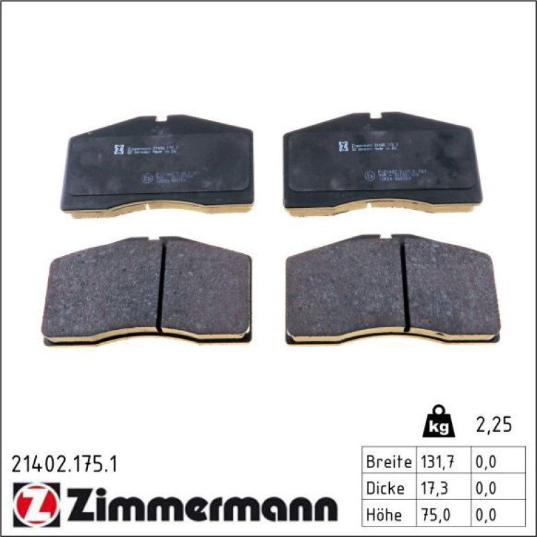 Bremsbelagsatz, Scheibenbremse 21402.175.1 Bremsbelagsatz, Scheibenbremse 21402.175.1