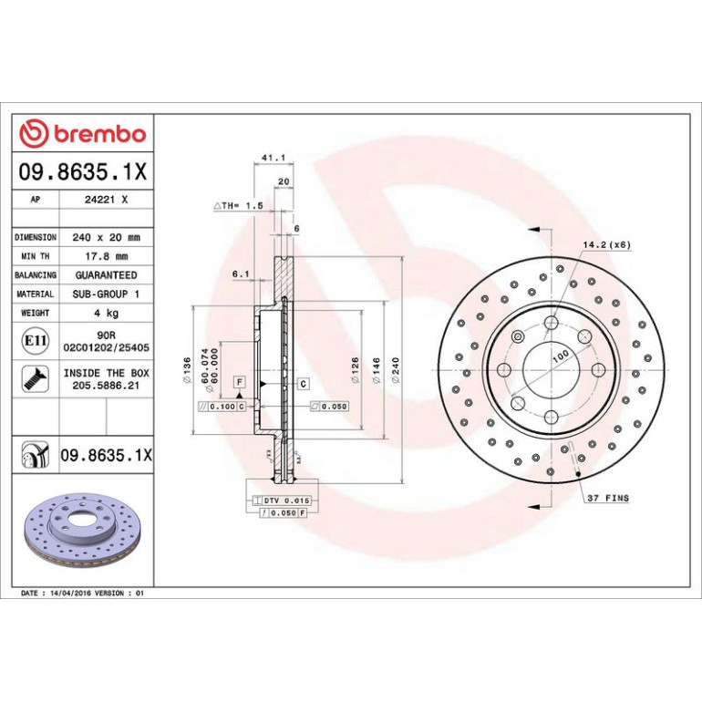Bremsscheibe 09.8635.1X