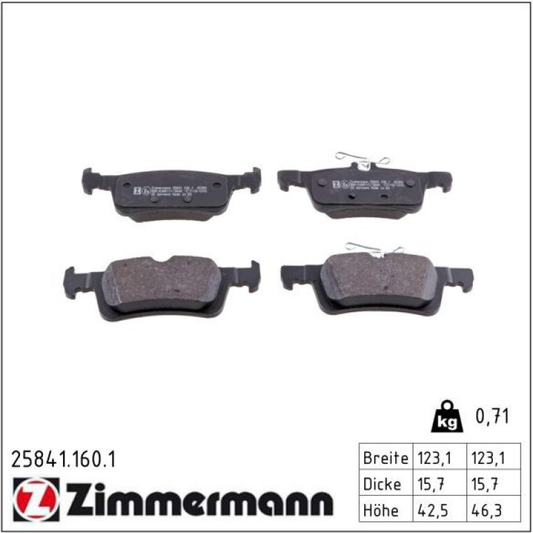 Bremsbelagsatz, Scheibenbremse 25841.160.1 Bremsbelagsatz, Scheibenbremse 25841.160.1