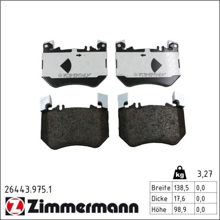 Bremsbelagsatz, Scheibenbremse 26443.975.1 Bremsbelagsatz, Scheibenbremse 26443.975.1