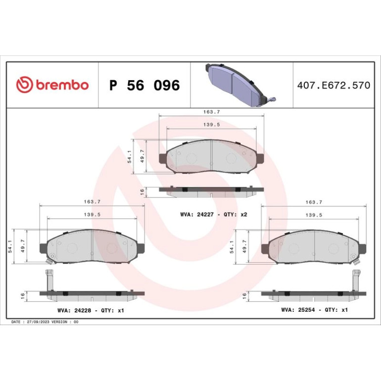 Bremsbelagsatz, Scheibenbremse P 56 096 Bremsbelagsatz, Scheibenbremse P 56 096