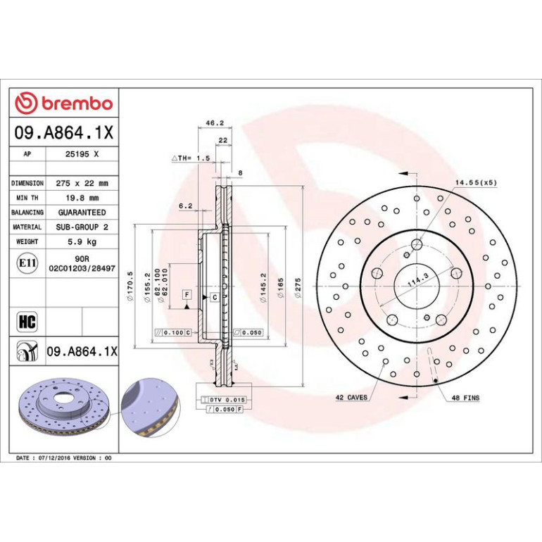 Bremsscheibe 09.A864.1X Bremsscheibe 09.A864.1X