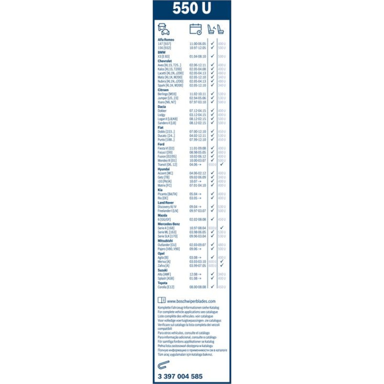 BOSCH 550 U Scheibenwischer Twin 3 397 004 585