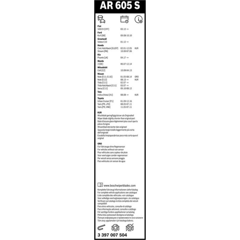BOSCH AR 605 S Scheibenwischer Aerotwin Retrofit 3 397 007 504