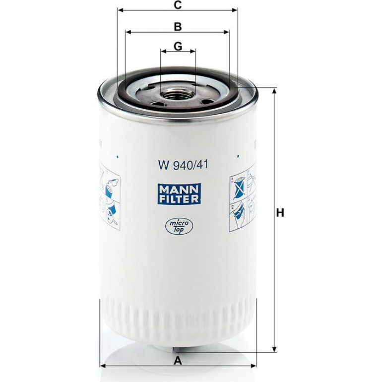 Filter, Arbeitshydraulik W 940/41 Filter, Arbeitshydraulik W 940/41