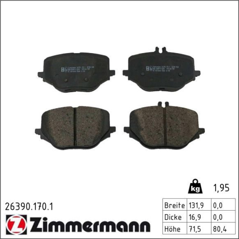 Bremsbelagsatz, Scheibenbremse 26390.170.1 Bremsbelagsatz, Scheibenbremse 26390.170.1