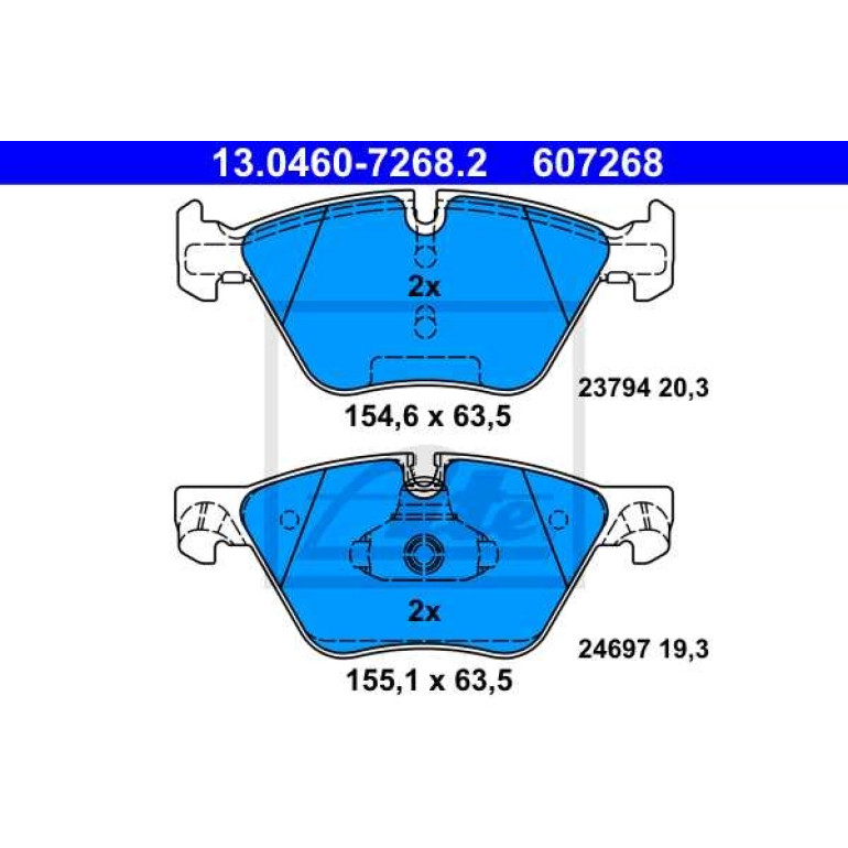 ATE 13.0460-7268.2 Bremsbeläge für BMW 5er, exkl. Verschleißwarnkontakt ATE 13.0460-7268.2 Bremsbeläge für BMW 5er, exkl. Verschleißwarnkontakt