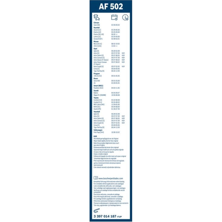 BOSCH AF 502 Scheibenwischer Aerofit 3 397 014 187 BOSCH AF 502 Scheibenwischer Aerofit 3 397 014 187