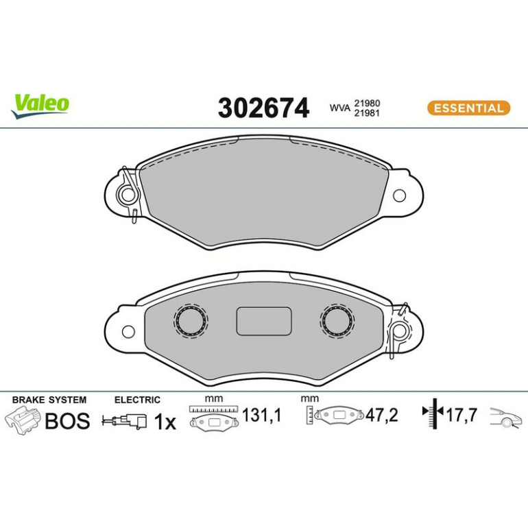 Bremsbelagsatz, Scheibenbremse 302674 Bremsbelagsatz, Scheibenbremse 302674
