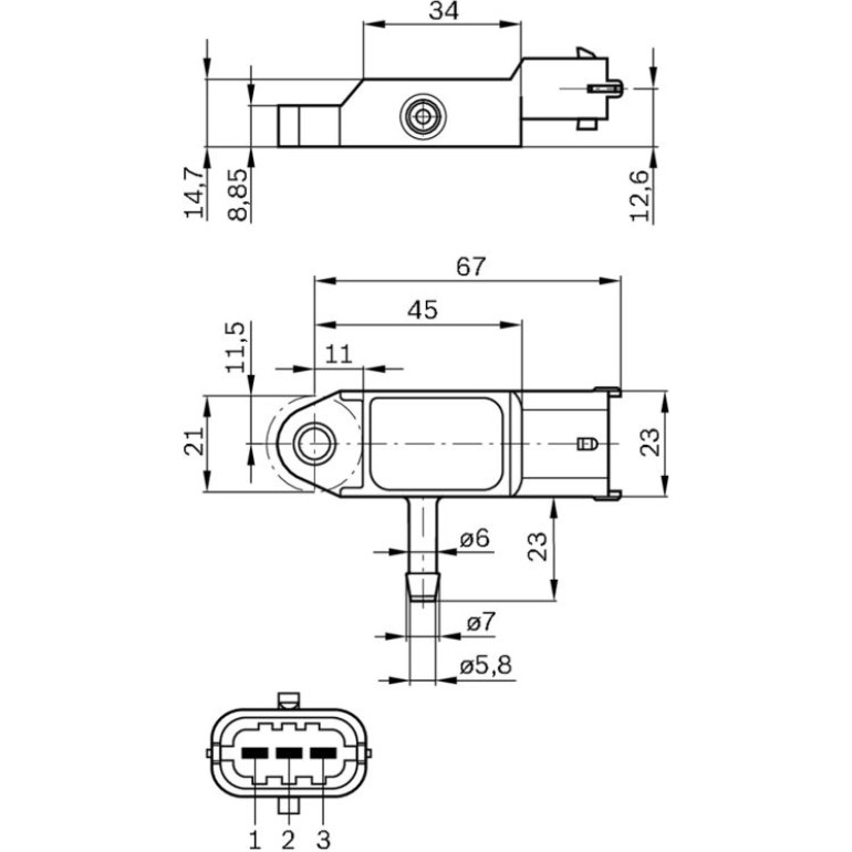 Sensor, Ladedruck 0 281 002 593 Sensor, Ladedruck 0 281 002 593