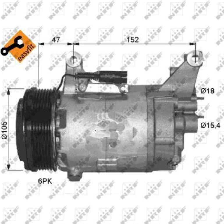 NRF EASY FIT 32409 Klimakompressor für MINI Schrägheck, Cabrio CVC, 12V, PAG 46, mit PAG-Kompressoröl, mit Dichtring NRF EASY FIT 32409 Klimakompressor für MINI Schrägheck, Cabrio CVC, 12V, PAG 46, mit PAG-Kompressoröl, mit Dichtring