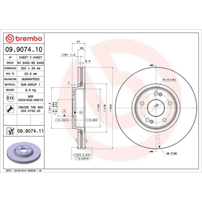 Bremsscheibe 09.9074.11