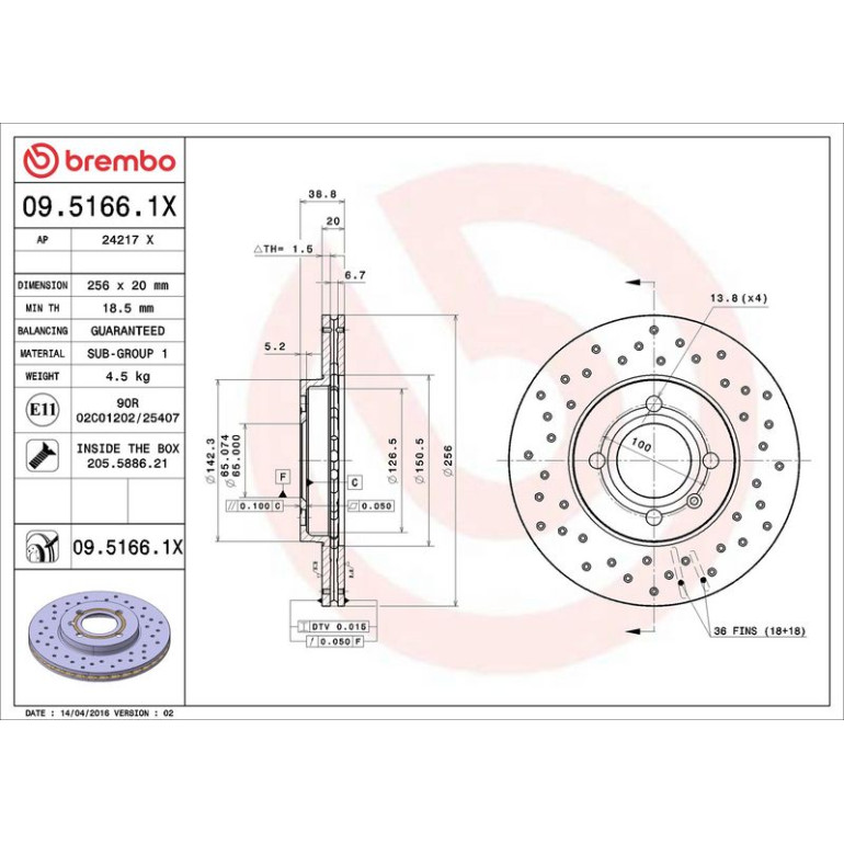 Bremsscheibe 09.5166.1X Bremsscheibe 09.5166.1X