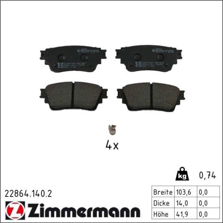 Bremsbelagsatz, Scheibenbremse 22864.140.2 Bremsbelagsatz, Scheibenbremse 22864.140.2