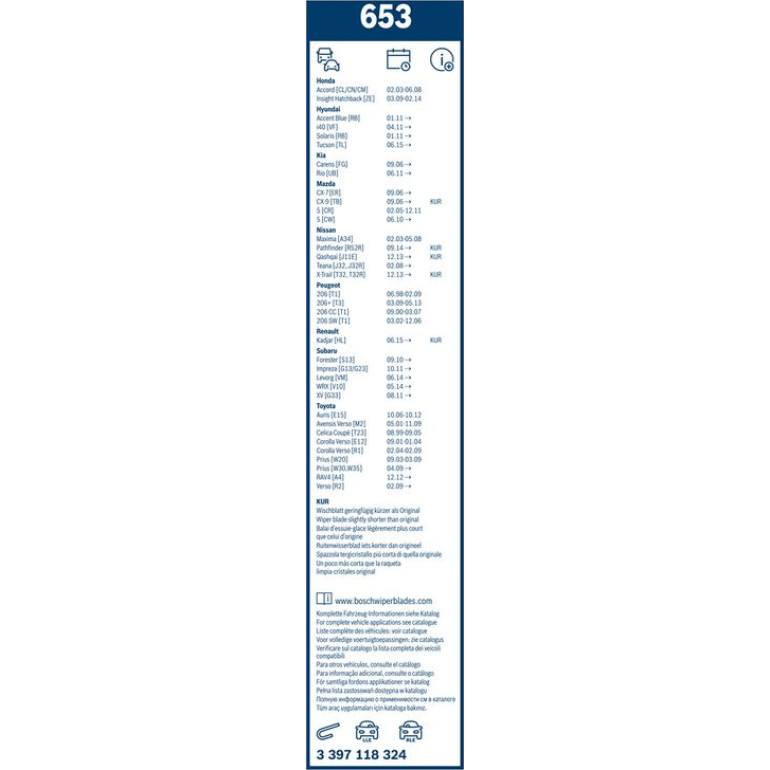 BOSCH 653 Scheibenwischer Twin 3 397 118 324 BOSCH 653 Scheibenwischer Twin 3 397 118 324