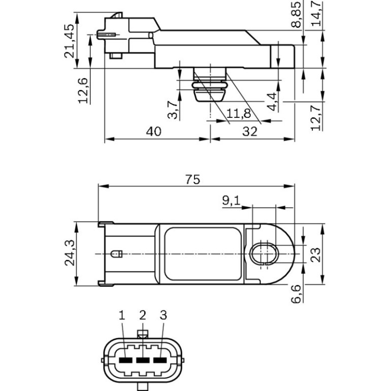 Sensor, Ladedruck 0 281 002 996