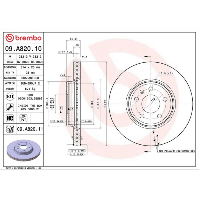 Bremsscheibe 09.A820.11