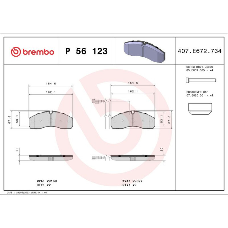Bremsbelagsatz, Scheibenbremse P 56 123 Bremsbelagsatz, Scheibenbremse P 56 123