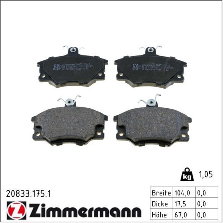 Bremsbelagsatz, Scheibenbremse 20833.175.1 Bremsbelagsatz, Scheibenbremse 20833.175.1