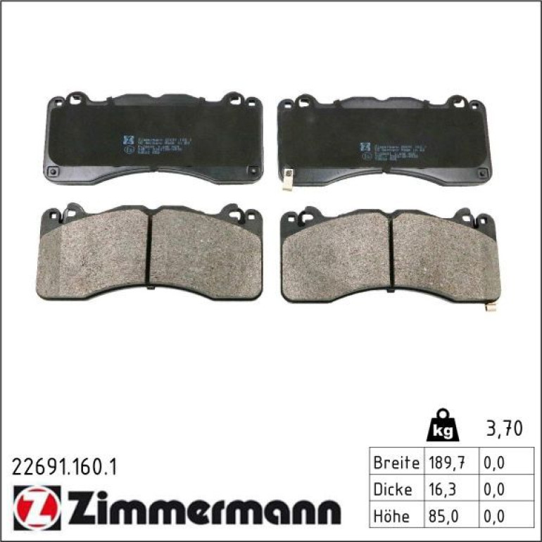 Bremsbelagsatz, Scheibenbremse 22691.160.1 Bremsbelagsatz, Scheibenbremse 22691.160.1