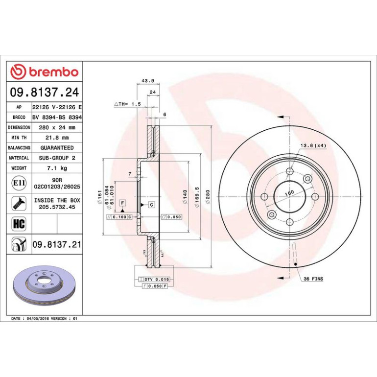 Bremsscheibe 09.8137.21