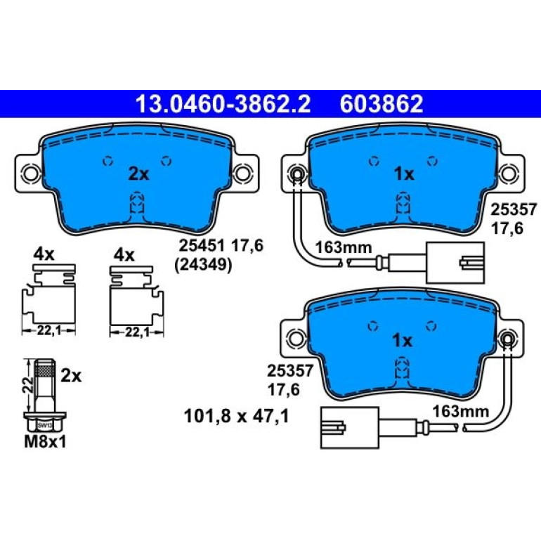 Bremsbelagsatz, Scheibenbremse 13.0460-3862.2 Bremsbelagsatz, Scheibenbremse 13.0460-3862.2