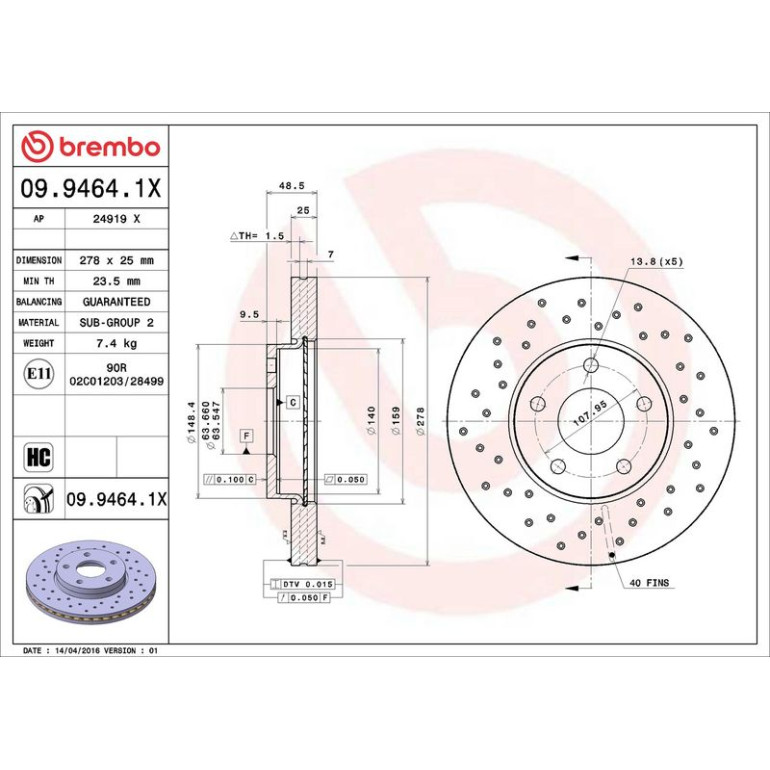 Bremsscheibe 09.9464.1X Bremsscheibe 09.9464.1X