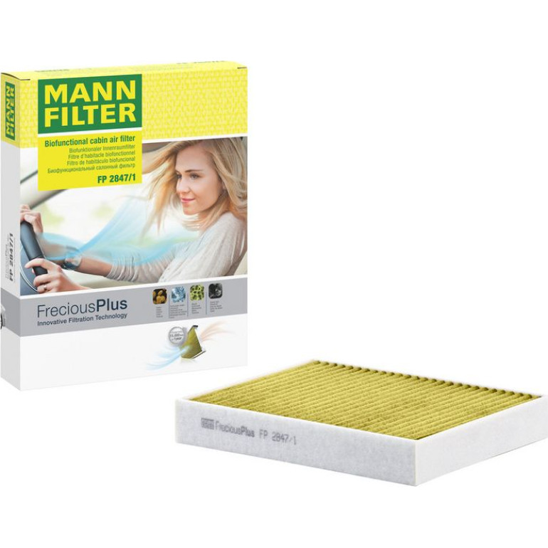 MANN-FILTER FP 2847/1 Innenraumfilter FreciousPlus Aktivkohlefilter mit Polyphenol, antibakteriell, Feinstaubfilter (PM 2.5) MANN-FILTER FP 2847/1 Innenraumfilter FreciousPlus Aktivkohlefilter mit Polyphenol, antibakteriell, Feinstaubfilter (PM 2.5)