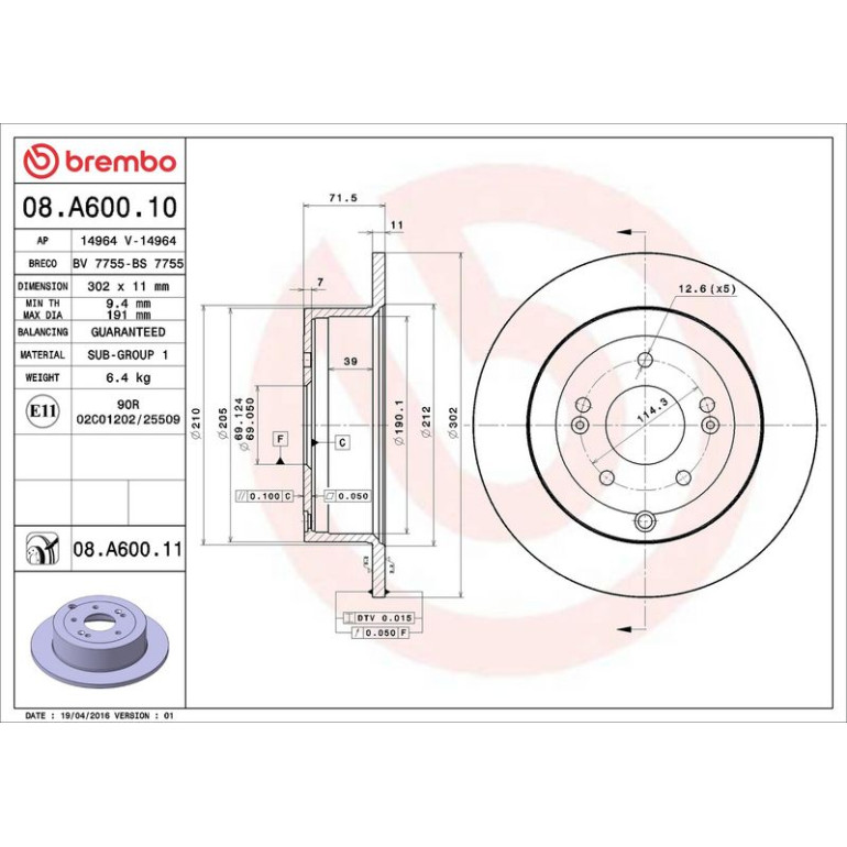 Bremsscheibe 08.A600.11 Bremsscheibe 08.A600.11