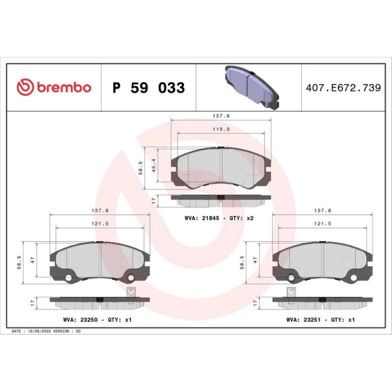 Bremsbelagsatz, Scheibenbremse P 59 033 Bremsbelagsatz, Scheibenbremse P 59 033