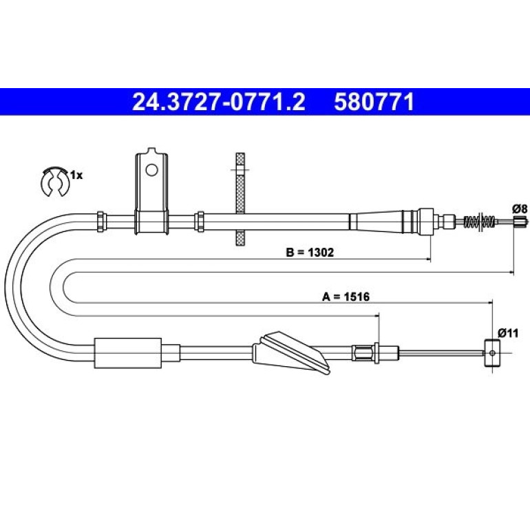 Seilzug, Feststellbremse 24.3727-0771.2 Seilzug, Feststellbremse 24.3727-0771.2