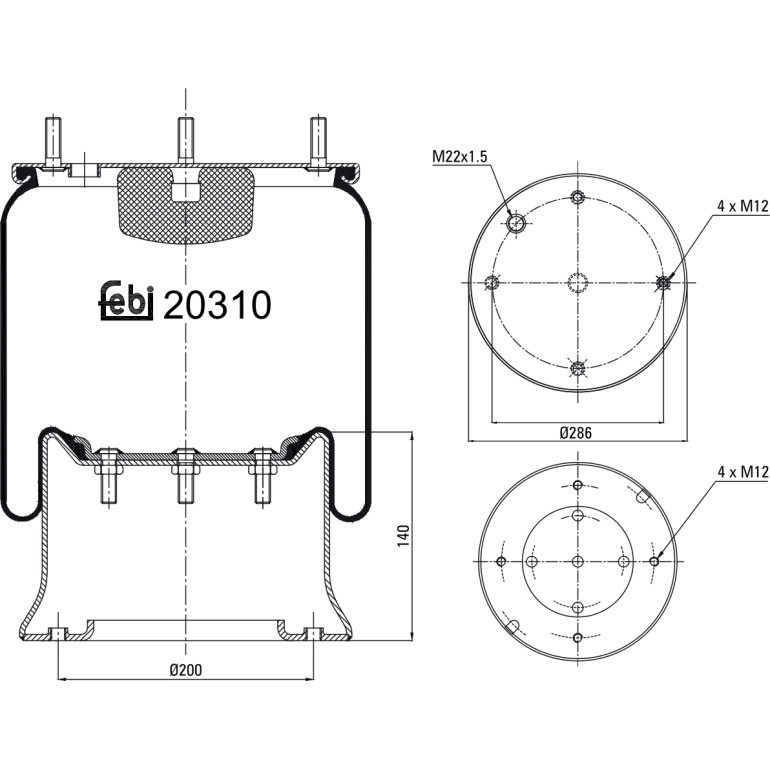 FEBI BILSTEIN 20310 Federbalg, Luftfederung FEBI BILSTEIN 20310 Federbalg, Luftfederung