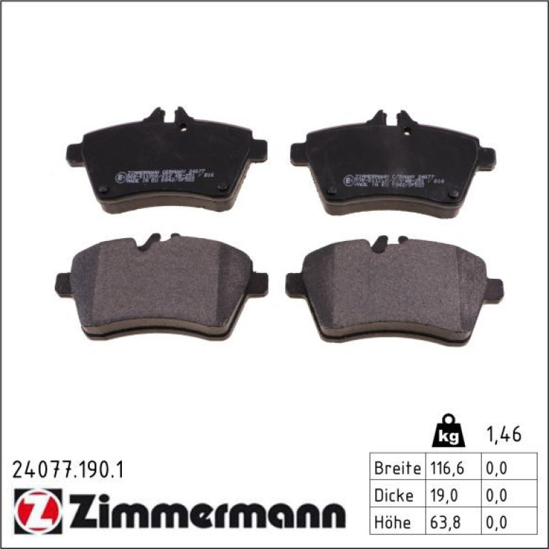 Bremsbelagsatz, Scheibenbremse 24077.190.1 Bremsbelagsatz, Scheibenbremse 24077.190.1