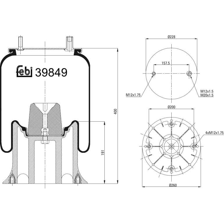 FEBI BILSTEIN 39849 Federbalg, Luftfederung FEBI BILSTEIN 39849 Federbalg, Luftfederung