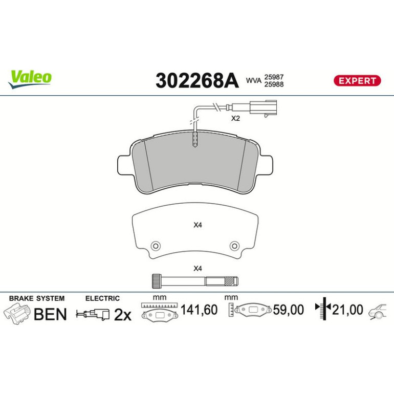 Bremsbelagsatz, Scheibenbremse 302268A Bremsbelagsatz, Scheibenbremse 302268A
