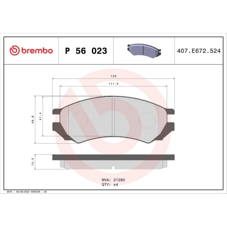 Bremsbelagsatz, Scheibenbremse P 56 023 Bremsbelagsatz, Scheibenbremse P 56 023