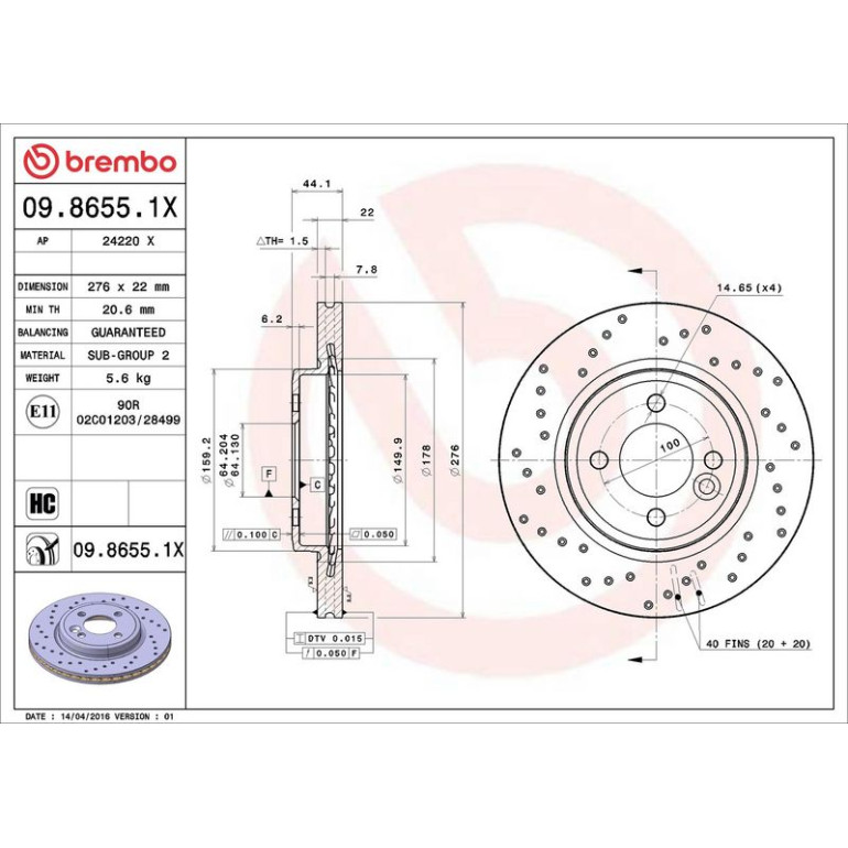 Bremsscheibe 09.8655.1X Bremsscheibe 09.8655.1X