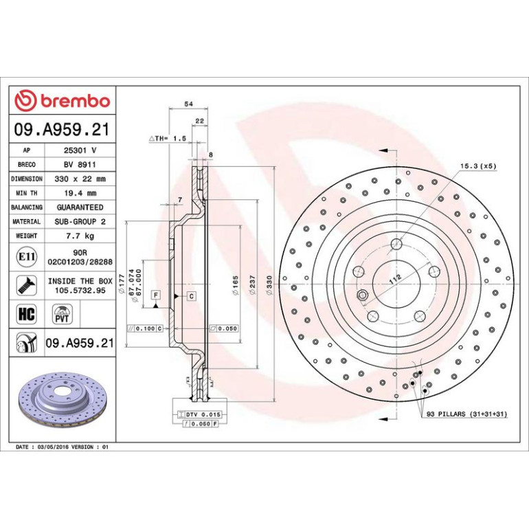 Bremsscheibe 09.A959.21