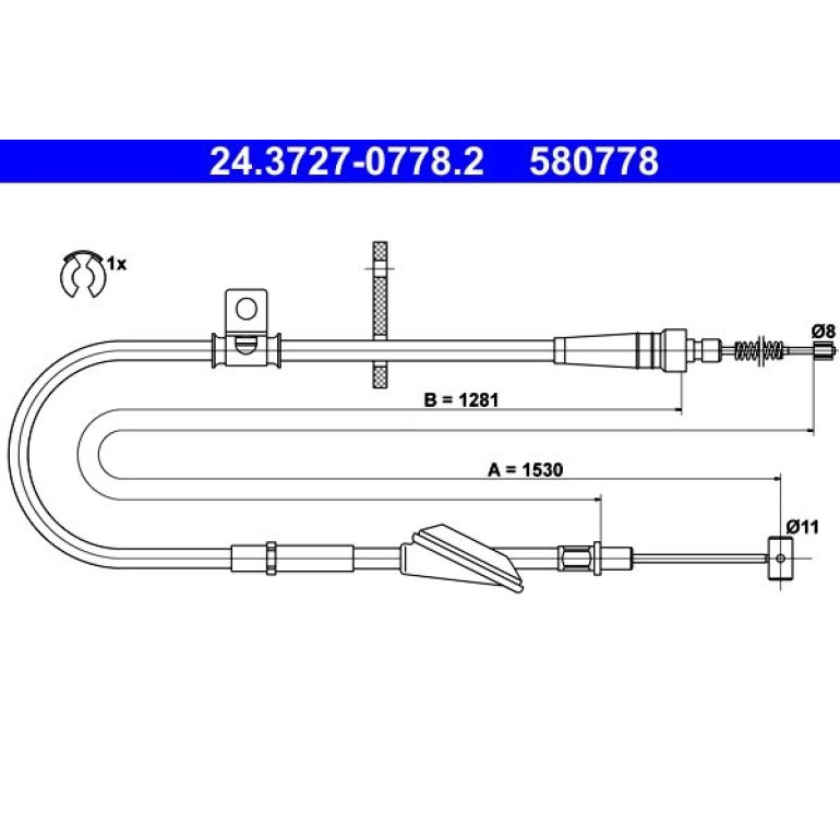 Seilzug, Feststellbremse 24.3727-0778.2 Seilzug, Feststellbremse 24.3727-0778.2
