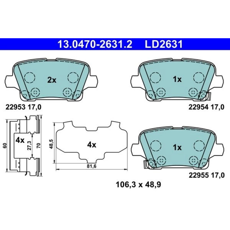 Bremsbelagsatz, Scheibenbremse 13.0470-2631.2 Bremsbelagsatz, Scheibenbremse 13.0470-2631.2