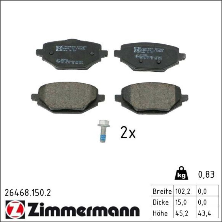 Bremsbelagsatz, Scheibenbremse 26468.150.2 Bremsbelagsatz, Scheibenbremse 26468.150.2
