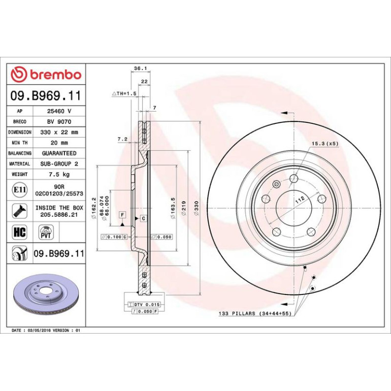 Bremsscheibe 09.B969.11 Bremsscheibe 09.B969.11