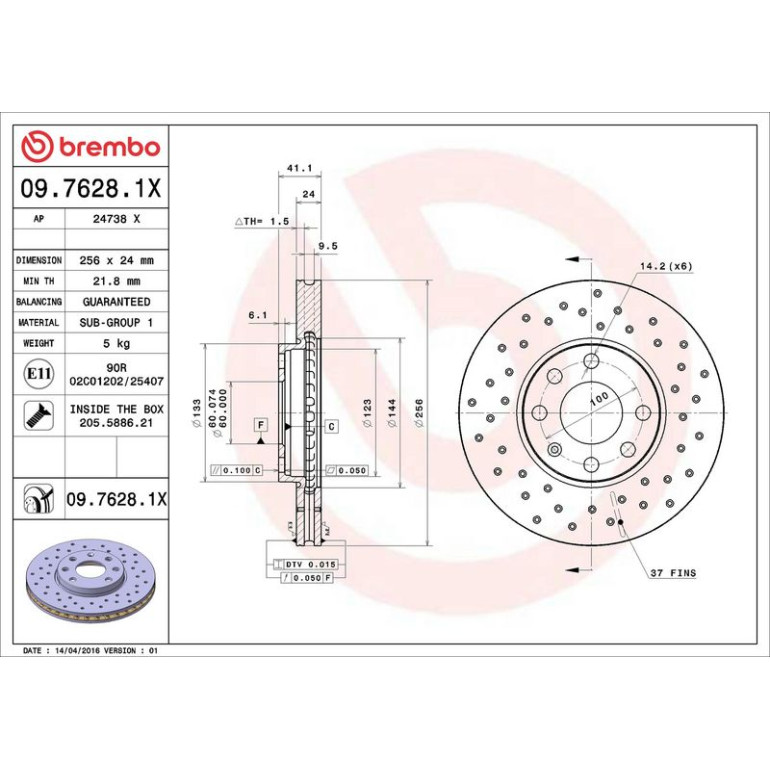 Bremsscheibe 09.7628.1X