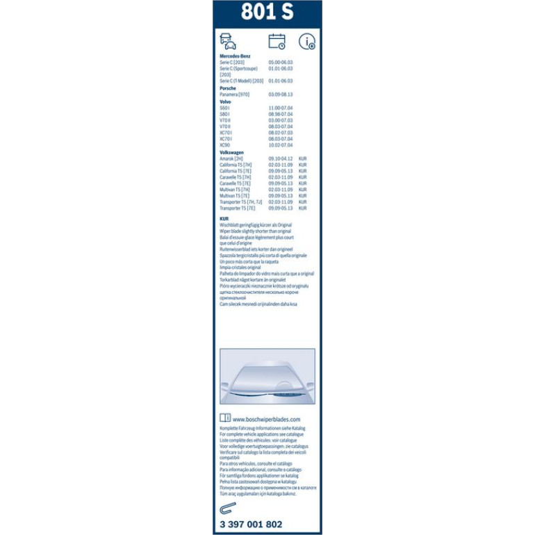 BOSCH 801 S Scheibenwischer Twin 3 397 001 802 BOSCH 801 S Scheibenwischer Twin 3 397 001 802