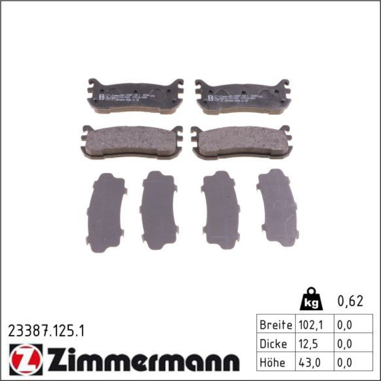 Bremsbelagsatz, Scheibenbremse 23387.125.1 Bremsbelagsatz, Scheibenbremse 23387.125.1